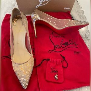 Christian Louboutin Crystal Follies Strass 85mm Nude 40.5 10.5